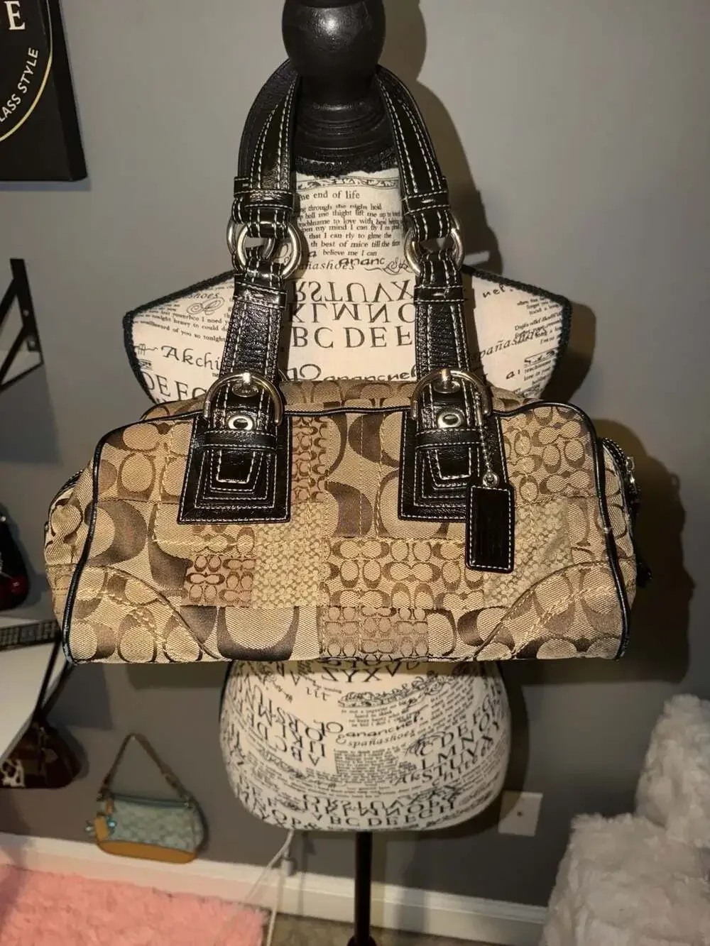 Coach Soho Signature Patchwork Mini Boston Satchel Shoulder Bag F12317